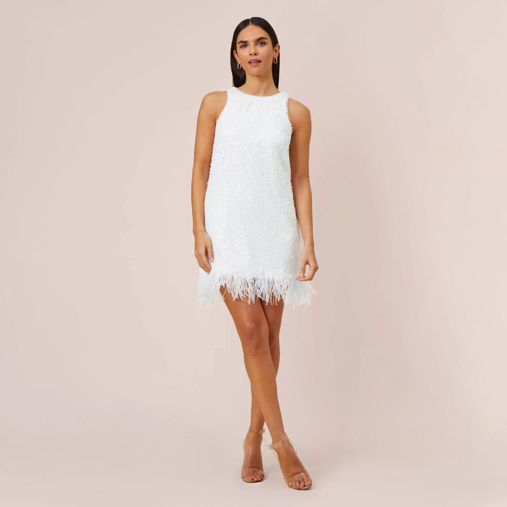 Adrianna Papell White Sequin Dress